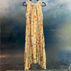 Long dress with garden floral / insect print